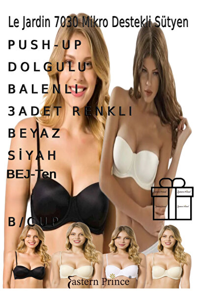 Le Jardin Elita 7030 Micro B Cup Жіночий бюстгальтер - з підштовхуючим ефектом і кісточками, 3 шт.