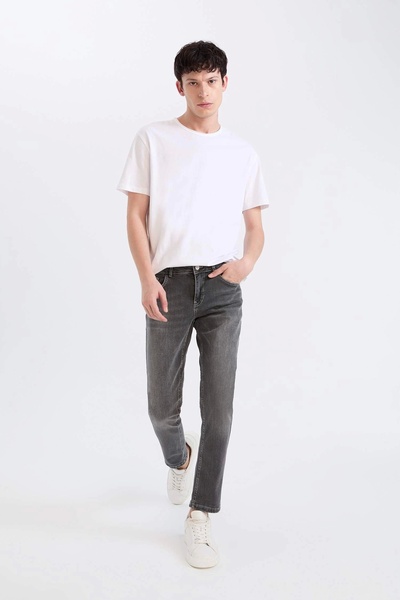 DeFacto E3478 Gri Carlo Skinny Fit Ekstra Dar Kalıp Normal Bel Ekstra Dar Paça Jean Pantolon