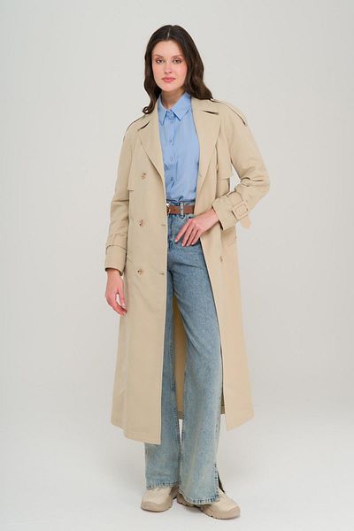 Olcay Ungefütterter langer Trenchcoat mit Raglanärmeln und Cape-Detail BEJ 6701