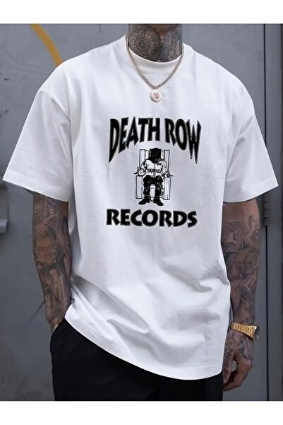Massgai Tricou oversize unisex din bumbac 100% imprimat Death Row Records