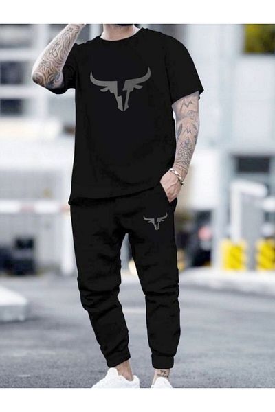 REBRAND Oversize T-Shirt Set - Printed Bottom Top Tracksuit Set