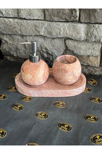 Polen Stone Portakal Model Kırmızı Traverten Banyo Seti – Doğal Taş Şıklığı