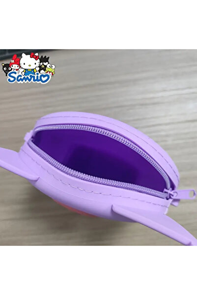 FuryaTedarik Kız Çocuk Sanrio Kuromi Figürlü Çıkartılabilir Ayarlanabilir Askı Silikon Çapraz Çanta Cüzdan