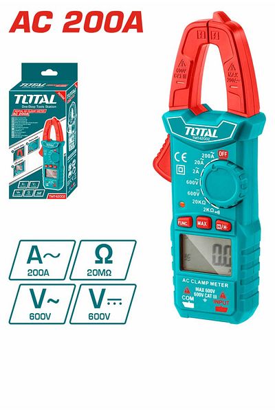 TOTAL Digital Clamp Meter 2000A AC/DC + Resistance