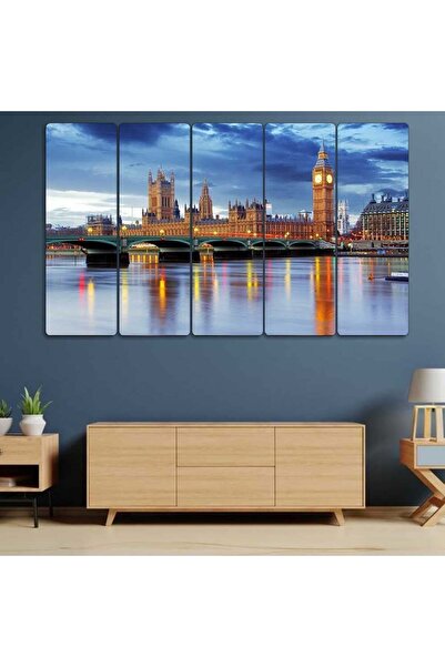 EVLOYA Big Ben Saat Kulesi, Londra, İngiltere - 5 Parçalı Tablo