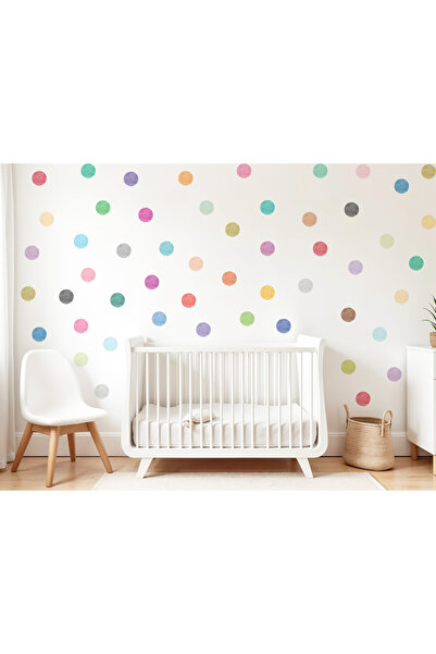 Happy Kid Rooms Suluboya Büyük Renkli Puantiyeler Çocuk Odası Duvar Sticker Seti