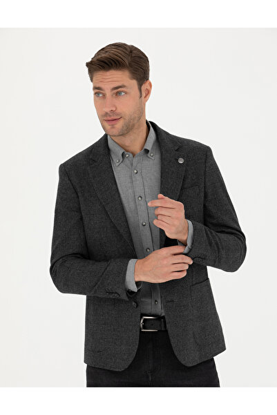 Pierre Cardin Füme Yün Karışımlı Slim Fit Ceket 50273163-VR058