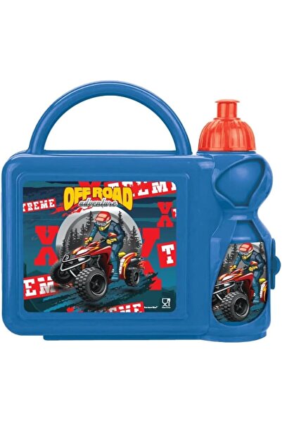 Generic Plastic Quad Bike Printed Design Lunch Box and Water Bottle Set for K...