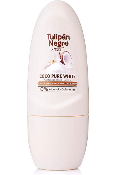 Tulipán Negro TULIPAN NEGRO Tulip Black Antiperspirant Roll-on Coco Pure White 50ml 0% Alcohol and Dyes Sweat Cont