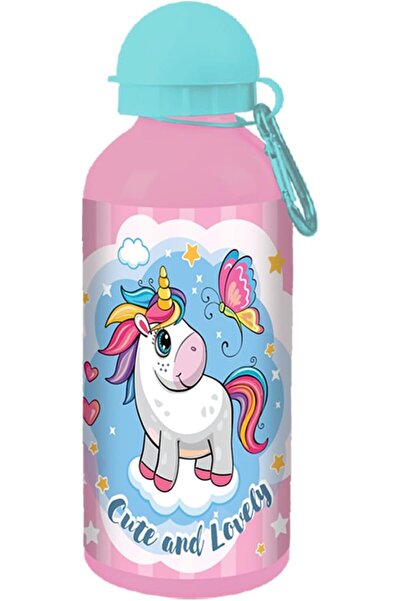 Generic Kids Unicorn Printed Design Aluminum Water Bottle with a Hook, 600 ml...