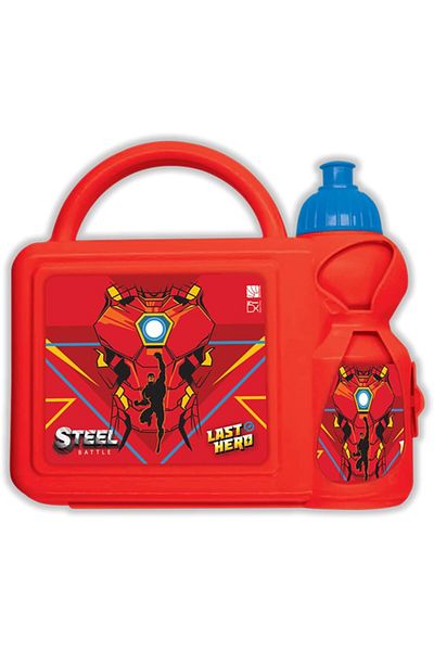 Generic Plastic Lunch Box and Water Bottle Set for Kids, Red