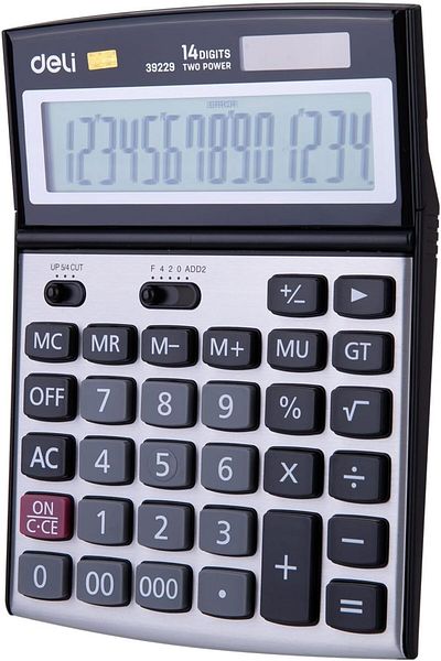 Deli Desktop CalculatorMetal-14 digitsSILVER