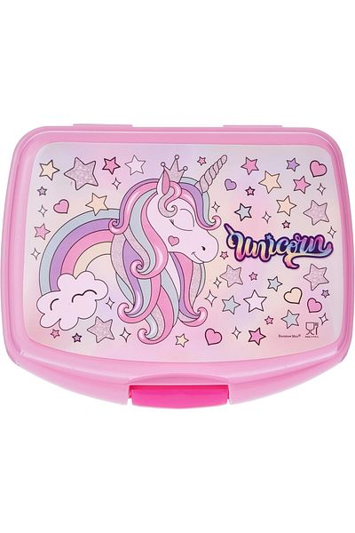 Generic Unicorn Kids Plastic Lunch Box, Pink