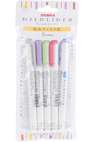 Zebra 145694 5 Color Mildliner Highlighter Pen