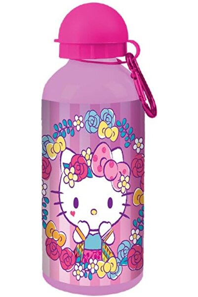 Hello Kitty زجاجة مياه هيلو كيتي ألومنيوم مع خطاف للأطفال، سعة 600 مل، أرجواني