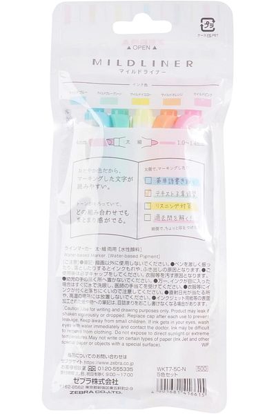 Zebra 145692 5 Color Mildliner Highlighter Pen