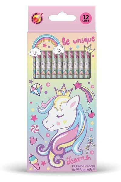Rainbow Max UNICORN Colored Pencils,12 Count Presharpened Color Pencil,classroom set,school supplies