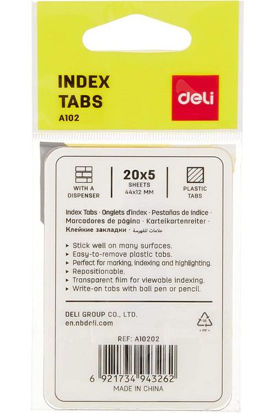 Deli EA10202 Stick Up Index Tabs 100-Sheets, 44 mm x 12 mm Size