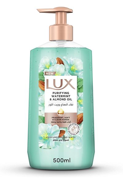 LUX Perfumed Liquid Hand Wash, Purifying Watermint, with Almond Oil & Glycerin, for Fragrant, Soft a