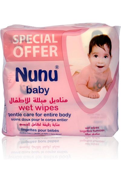 NUNU Baby Wipes Pink 3*72 Pcs