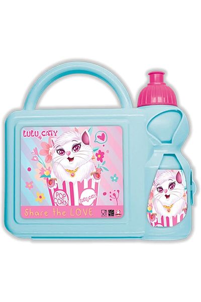 LuluCaty Lulu Caty Kids Plastic Lunch Box and Water Bottle, Blue 143645