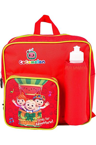 Rainbow Max Cocomelon School Kids Backpack with Water Bottle, Lunch Box and Fork&Spoon 11" - Student Girls Bag,