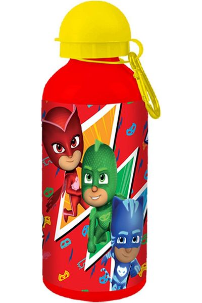 Pj Mask زجاجة مياه ألومنيوم للأطفال من بي جيه ماسك بخطاف، لون أحمر، سعة 600 مل، 144087