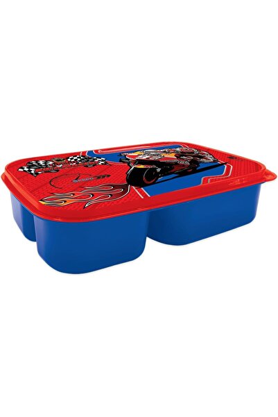 Generic Bike Master Kids Plastic Lunch Box with 3 Compartment, Red/Blue