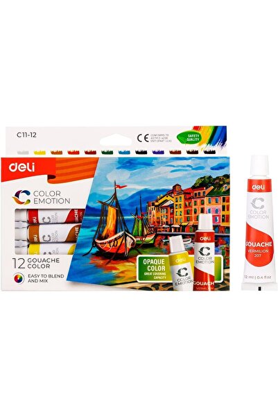 Deli أنابيب ألوان مائية Ec11-12 للرسم العاطفي، 12 قطعة