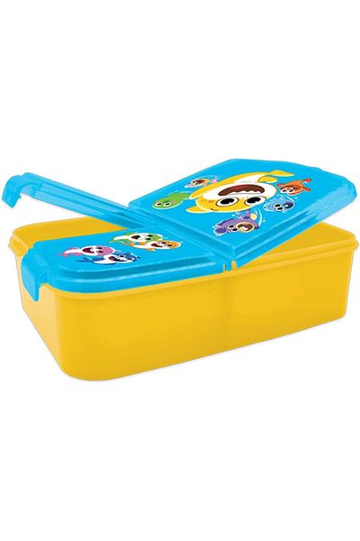 Baby Shark Babyshark 143985 Plastic Lunch Box with 3 Compartment for Kids, Yellow/Blue