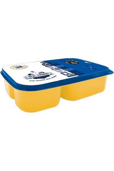 Real Madrid Realmadrid Kids Plastic Lunch Box 3 Compartment, Yellow/Blue