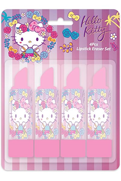 Hello Kitty مجموعة ممحاة أحمر الشفاه هالو كيتي للأطفال، 4 قطع، بنفسجي