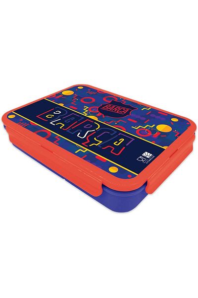 Barcelona FCB Barcelona 143563 Kids 3 Compartments Plastic Lunch Box, Red/Blue
