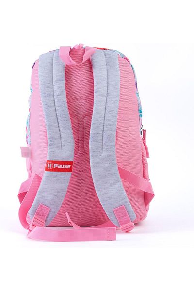 Pause Stylish Students Backpack, 17 Inch Size, Pink/Gray