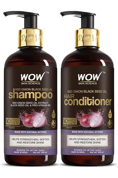 WOW Skin Science Onion Oil Shampoo & Conditioner Kit With Red Onion Seed Oil Extract, Black Seed Oil