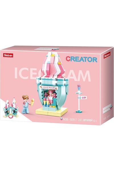 Sluban Creator Series - Ice Cream Shop Building Blocks With 2 Mini Figur For Age 6+ Years Old - 247P