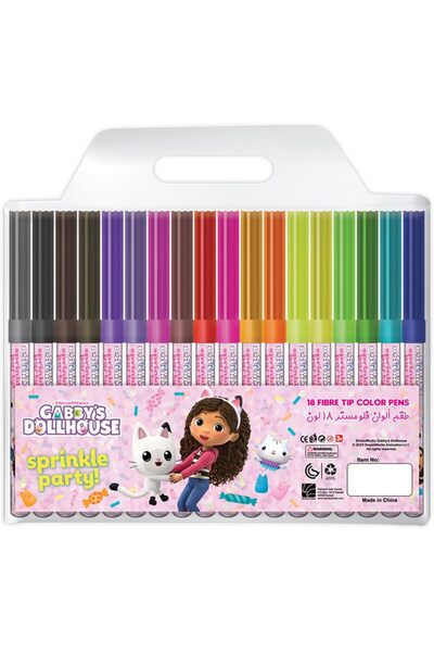 GBDH مجموعة أقلام تلوين برأس ليفي من غابي لبيت الدمية، مكونة من 18 قطعة