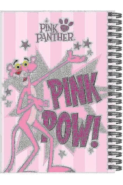 Rainbow Max PINK PANTHER A6 Spiral Notebook, With Gold Foil or UV glitter,70 Sheets