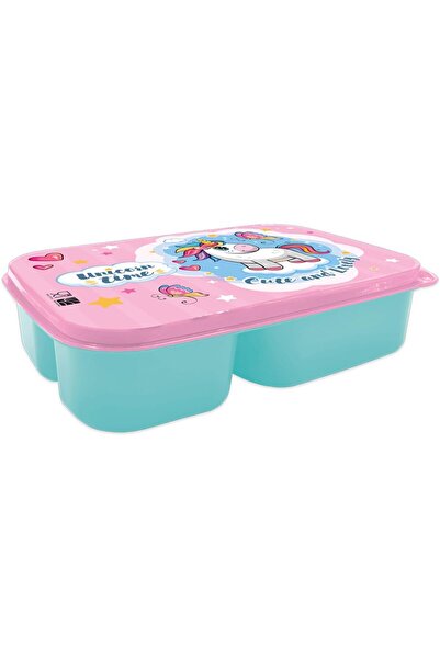 Generic Unicorn Kids Plastic Lunch Box with 3 Compartments