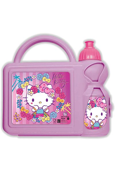 Hello Kitty Hellokitty Hello Kitty Plastic Lunch Box with Water Bottle for Kids, Purple