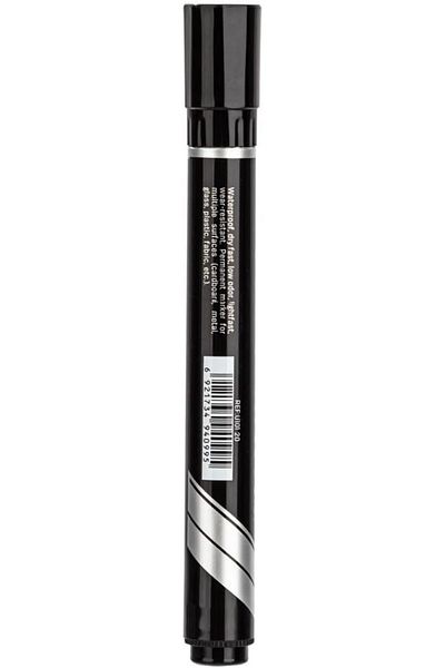 Deli Think 1.5-5mm Chisel Tip Low Odour Ink Permanent Marker 12 Piece Set, Black