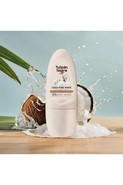 Tulipán Negro TULIPAN NEGRO Tulip Black Antiperspirant Roll-on Coco Pure White 50ml 0% Alcohol and Dyes Sweat Cont