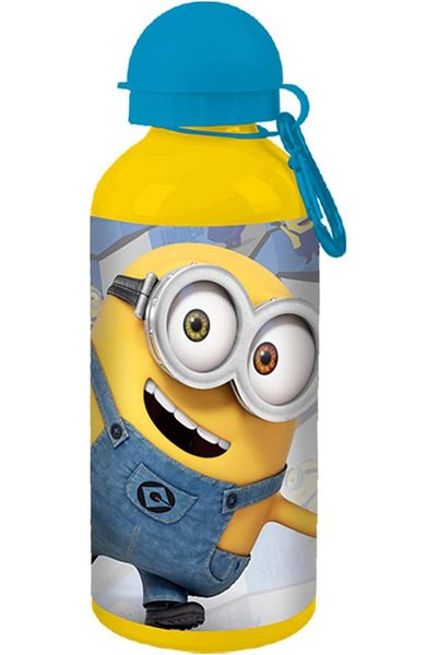 Minions Aluminum Water Bottle with a Hook for Kids, 600 ml Capacity