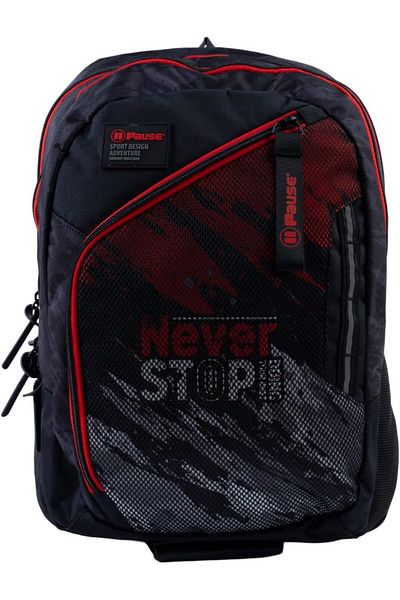 Pause Stylish Students Backpack, 17.5 Inch Size, Red/Black