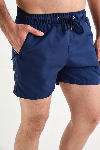 DYNAMO Ανδρικό σορτς μαγιό Navy Blue μεγάλου μεγέθους με τσέπες με φερμουάρ