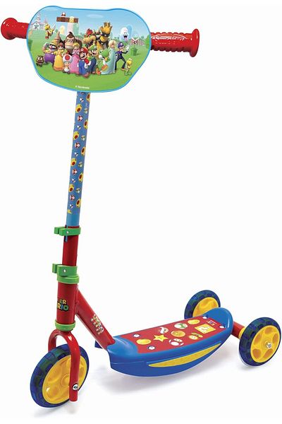 Smoby Super Mario Scooter 3 Wheels Design for Kids, Adjustable Height, Suitable for Indoor and Outdo