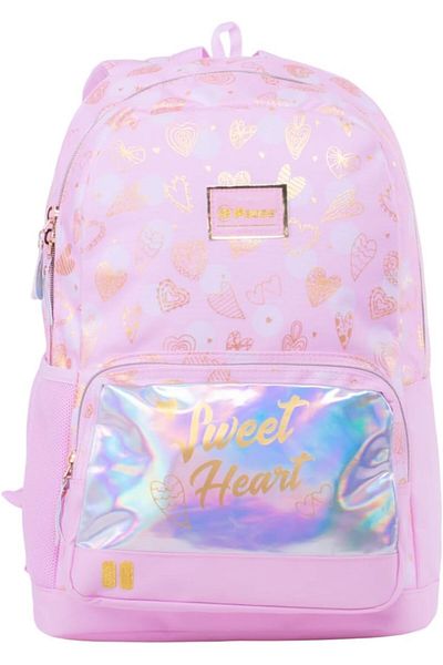 Pause Students Hearts Print Backpack, 17-inch Size, Pink