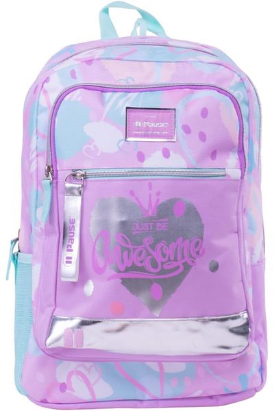 Pause Stylish Students Backpack, 17.5 Inch Size, Purple/Blue