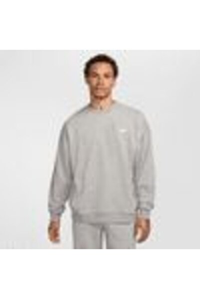 Nike طاقم M NK CLUB FT كبير الحجم - DK رمادي هيذر/LT رمادي دخاني/أبيض