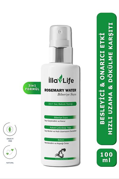 İlla Life 3in1 Rosemary Water and Pumpkin Oil - Hair Care Tonic with Bıttım Loss and Extension Effect